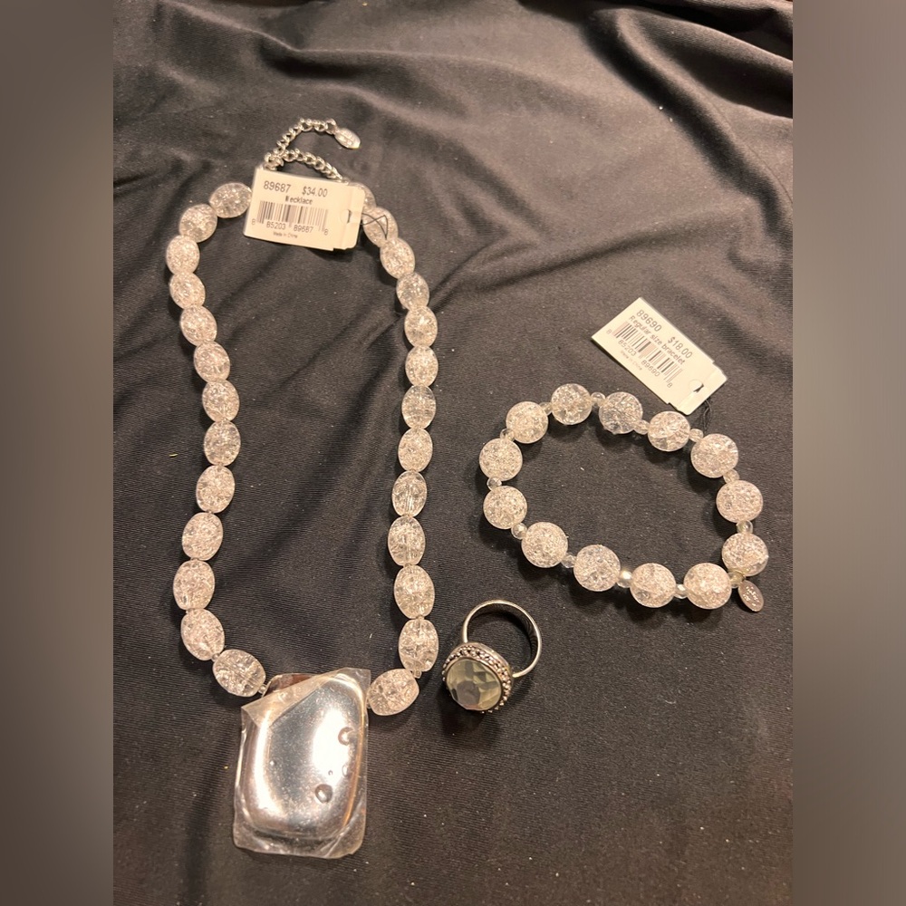 Cookie Lee- crystal set- necklace, bracelet, and ring